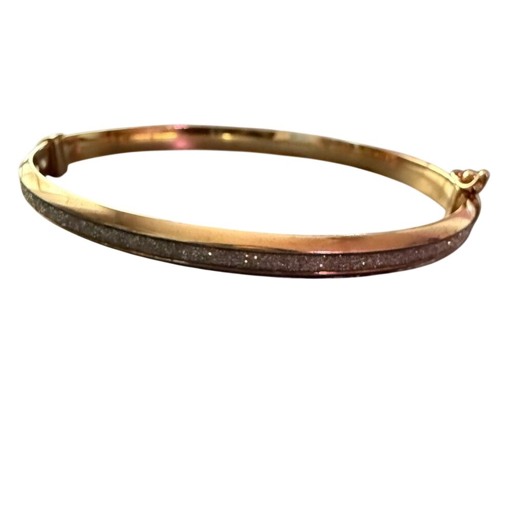Milor 925 Sterling Silver Vermeil Sparkle Bangle Bracelet